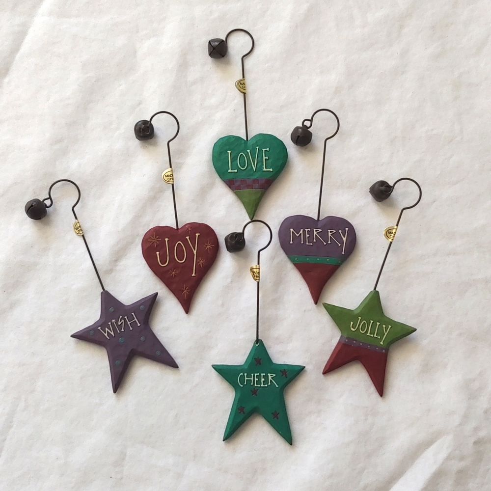 NIB Coldwater Creek | Hearts And Stars Christmas Tree Ornaments 6ct
